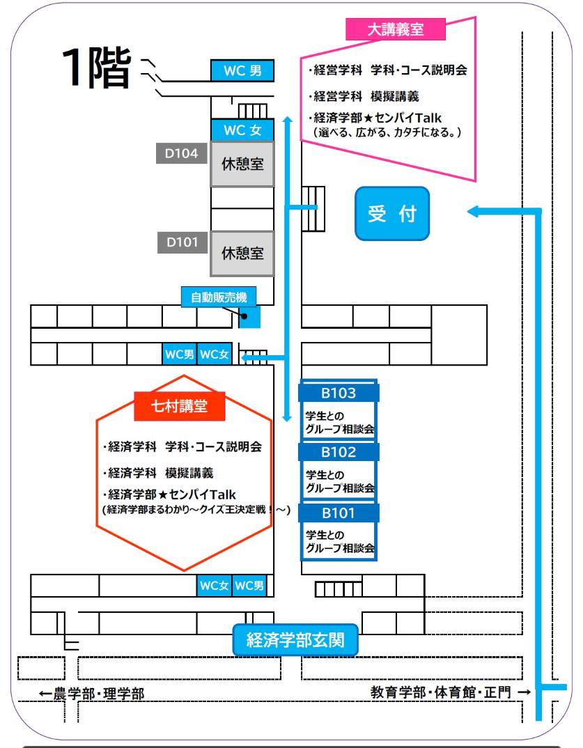 経済学部校舎 1階 会場マップ
