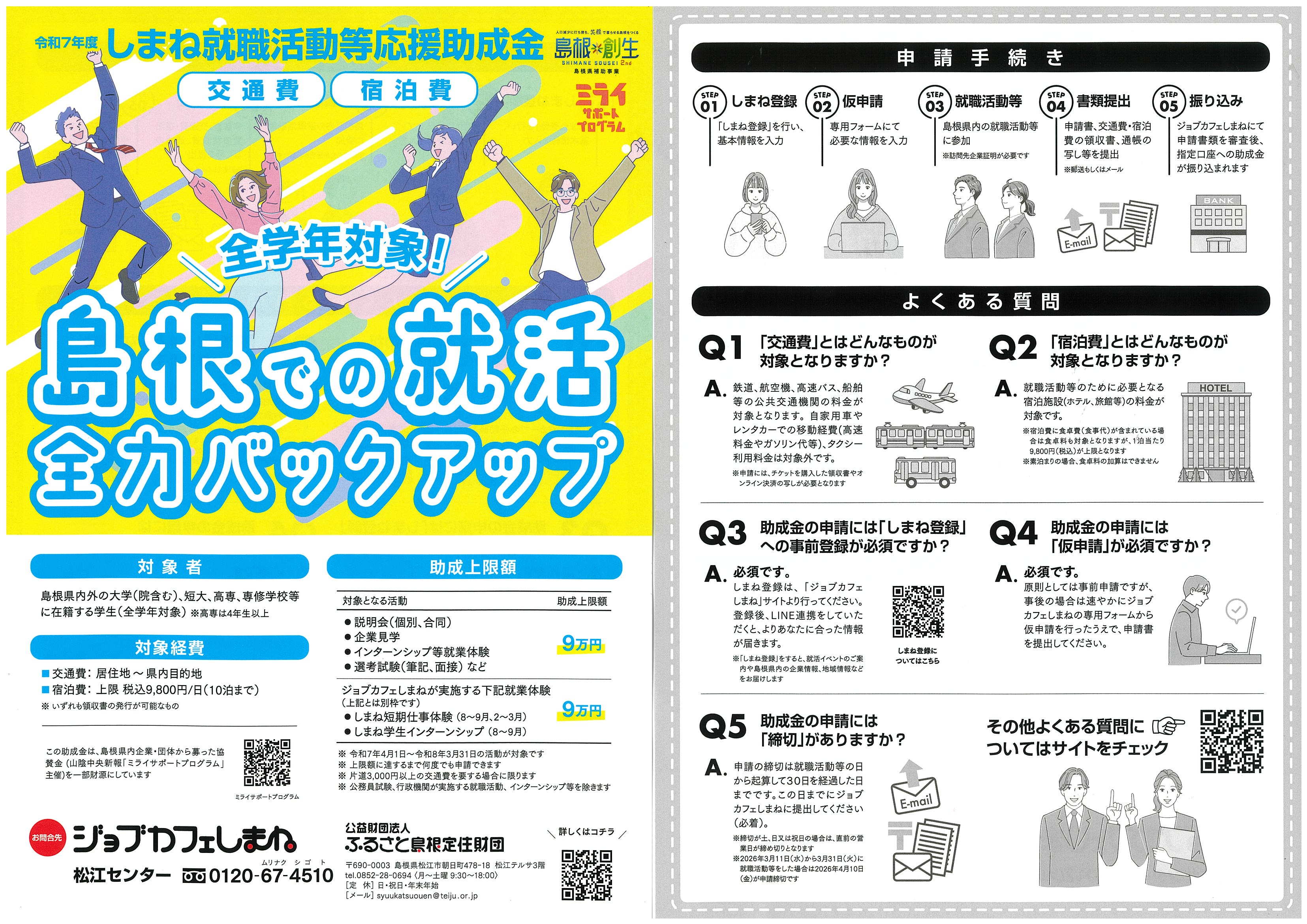 ジョブカフェしまね 助成金