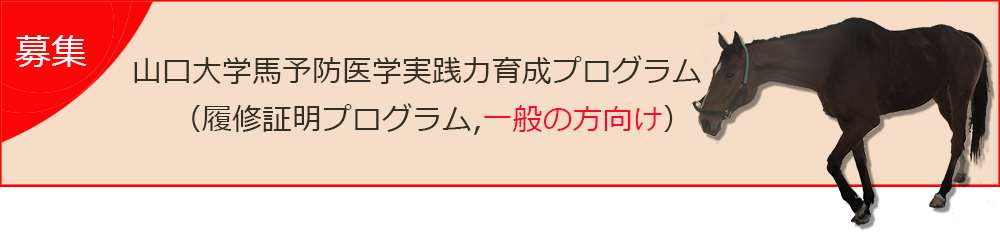 山口大学馬予防医学実践力育成プログラム（履修証明プログラム,一般の方向け）募集